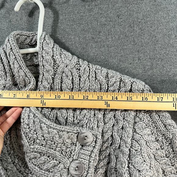 Aran Craft Merino Wool Women's Sweater Button Coller Soft Grey Size X-Small - Picture 8 of 11